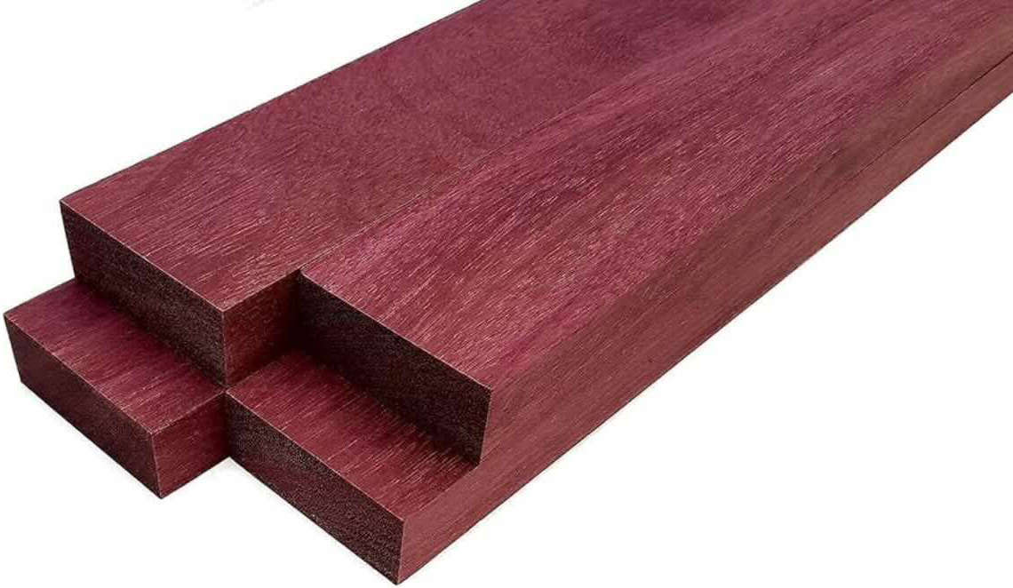 Purpleheart hardwood boards showing their distinctive natural purple color